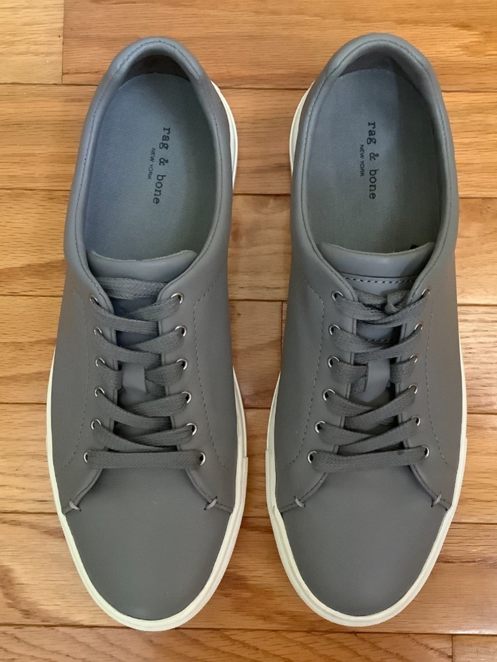 Rag & Bone Kent Leather Low Top Lace Up Sneakers Grey SZ 9.5